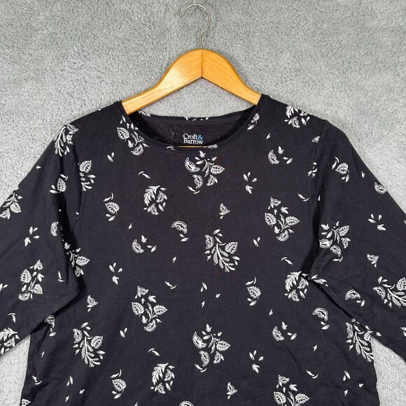 Croft & Barrow The Classic Tee Plus Size 1X Black Floral Long Sleeve - Picture 3 of 9